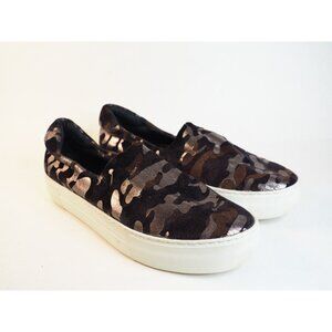 J/Slides Brown Metallic Camoflauge Flats Shoes, Size 7 (US)